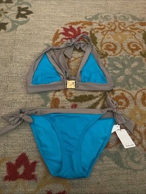 Trina Turk Turquoise Bikini with Taupe Trim